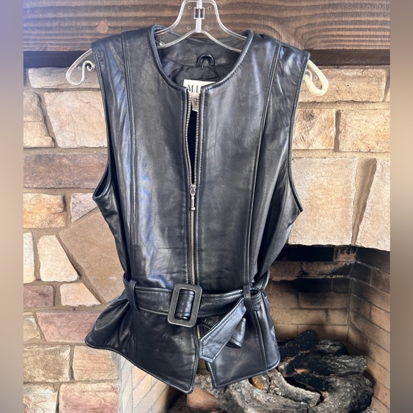 Mix It Jackets & Blazers - Mix It Black Leather Vest with Belt Medium